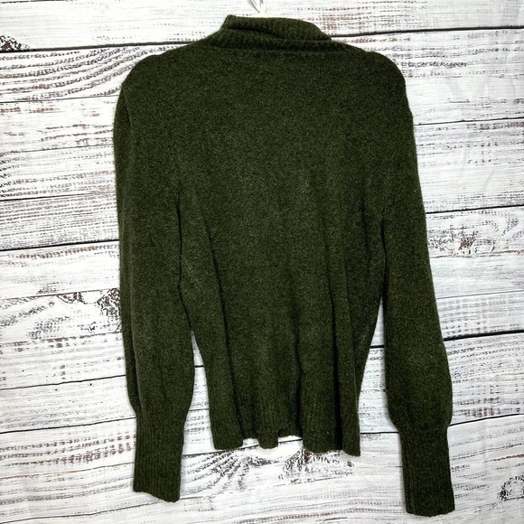 J. Crew Puff Sleeve Sweater Extra Soft Yarn Wool Blend Green Med - Picture 4 of 4